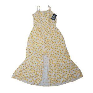 Art Class Yellow Floral Maxi Dress XXL 16/18 Spaghetti Straps Sunflower Print.